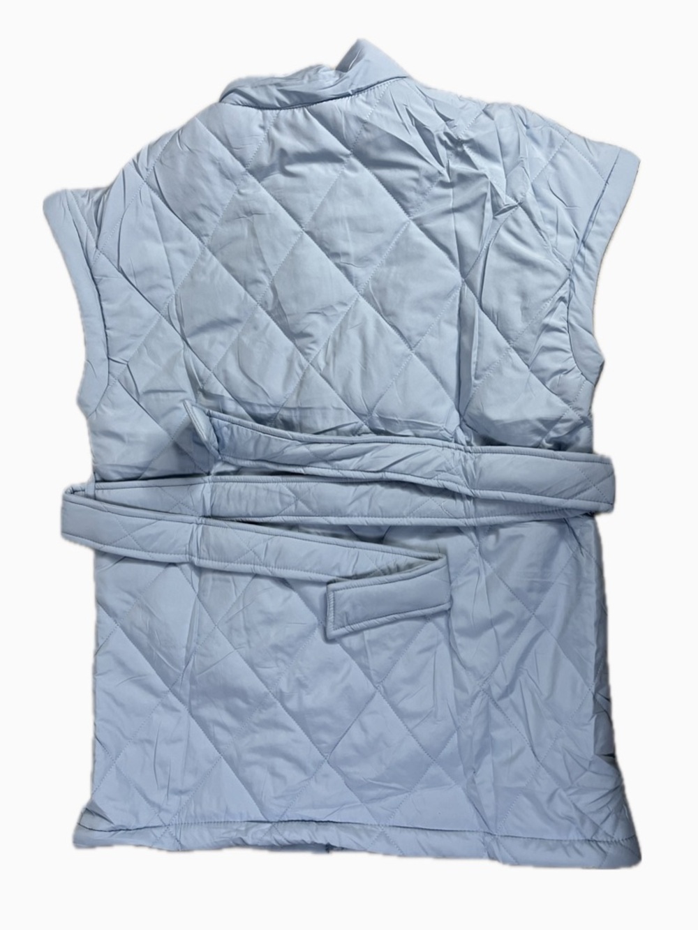 Jeanewpole1 Quilted Belted Sleeveo, Vest Jacket - Light Blue, size S,  NWT - Picture 2 of 12